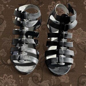 White Mountain Strappy Black Sandals